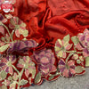 Red Pure Rangoli Silk Embroidered Partywear Saree