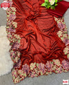 Red Pure Rangoli Silk Embroidered Partywear Saree