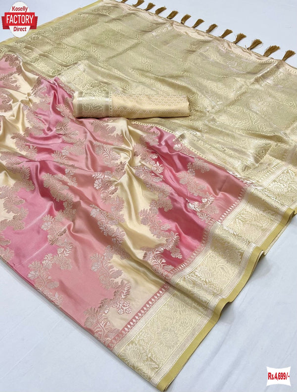 Pure Satin Silk Banarasi Weaving Multi-colour Partywear Saree