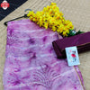 Purple Organza Prism Print Sequins And Thread Work Saree