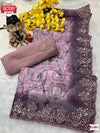 Pink Cotton Silk Digital Printed And Sequins Embroidered Saree