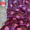 Wine Chiffon Silk Saree With Thread Embroidery Work