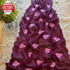 Wine Chiffon Silk Saree With Thread Embroidery Work