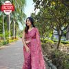 Watermelon Organza Chikankari Digital Printed Fancy Saree