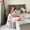 White Floral Pure Organza Saree With Digital Print And Handwork