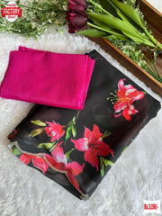 Black Digital Printed Georgette Saree With Stone Work