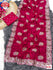 Dark Pink Blooming Vichitra Silk Saree With Embroidery Work