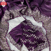 Purple Pure Organza Silk Embroidered Partywear Saree
