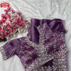 Purple Pure Organza Silk Embroidered Partywear Saree