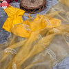 Mustard Yellow Pure Organza Silk Hand Pearl And Cut-work Designer Saree