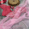 Baby Pink Pure Organza Silk Hand Pearl And Cut-work Designer Saree