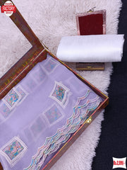 Lavender Silk Fancy Saree With Embroidery Work