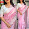 Pink Organza Fancy Saree With Embroidery Work