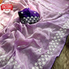 Lavender Burberry Chiffon Fancy Saree With Embroidery Work