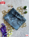 Dusty Blue Soft Organza Digital Printed Saree With Handwork