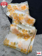 Organza Fancy Digital Floral Printed Handwork Saree