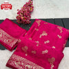 Hot Pink Satin Soft Silk Banarasi Weaving Saree