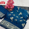 Teal Blue Satin Soft Silk Banarasi Weaving Saree