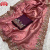 Onion Pink Crush Silk Partywear Embroidered Saree