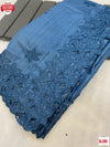 Deep Blue Gadwal Silk Thread Embroidered Cut-work Border Saree