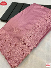 Nude Pink Gadwal Silk Thread Embroidered Cut-work Border Saree
