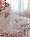 White Pure Organza Lucknowi Work Designer Saree