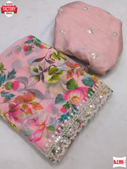 Light Pink Soft Georgette Digital Printed Saree