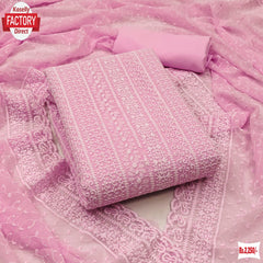Pink Soft Georgette Chikankari Kurtha Suruwal Piece