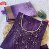Purple Silk Hand-work Kurtha Palazzo Dupatts Set