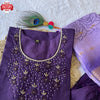 Purple Silk Hand-work Kurtha Palazzo Dupatts Set