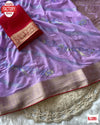 Lavender Pure Soft Chiffon Banarasi Sequins Embroidered Saree