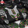 Black Chanderi Silk Embroidered Kurtha Suruwal Piece
