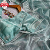 Sky Blue Jimmy Choo Silk Embroidered Partywear Saree With Readymade Blouse