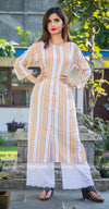 Mustard Yellow Striped Kurtha Palazzo Set
