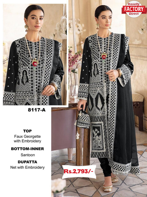 Black Semi-stitched Pakistani Kurtha Suruwal Piece
