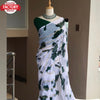 Green And White Georgette Sequins Partywear Saree