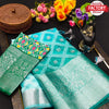 Sky Blue Pure Organza Silk Jacquard Weaving Saree