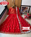 Red Embroidered Anarkali Gown with Dupatta
