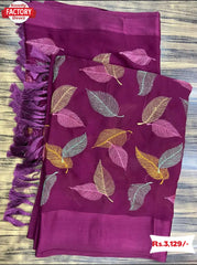 Blooming Chiffon Saree with Embroidery