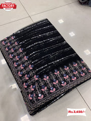 Black Net Partywear Saree