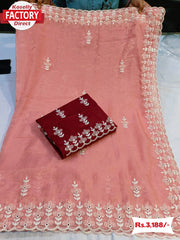 Light Pink Pure Organza Matte Sequins Saree