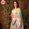 Multi-colour Pastel Organza Saree With Foil Work