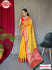 Yellow Pure Organza Banarasi Saree