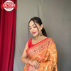 Orange Pure Organza Banarasi Saree