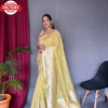 Light Yellow Pure Linen Banarasi Saree