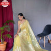 Light Yellow Pure Linen Banarasi Saree