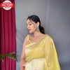 Light Yellow Pure Linen Banarasi Saree