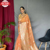 Orange Pure Linen Banarasi Saree