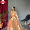 Orange Pure Linen Banarasi Saree