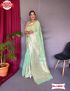 Light Green Pure Linen Banarasi Saree